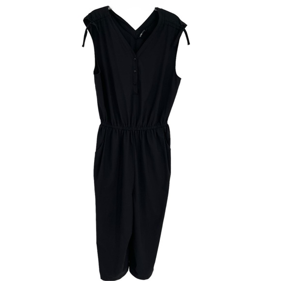The North Face Women’s Black Sleeveless Jumpsuit Button Front V Neck Size XL - Picture 2 of 12